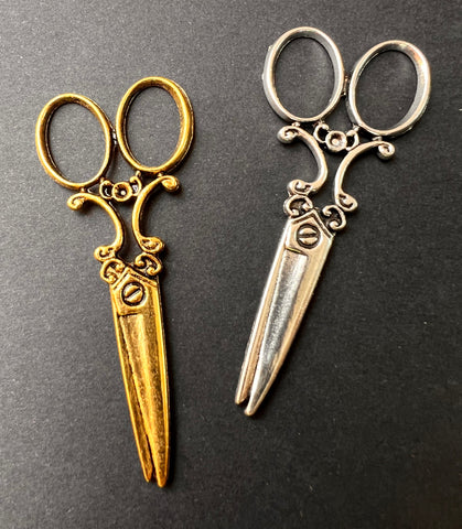 6cm long Gold or Silver Tone Scissors Pendant / Charm