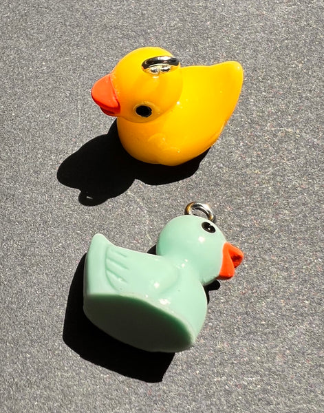 Bright Yellow or Pale Blue Plastic Duck Charm / Pendant