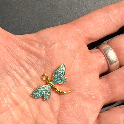 Pretty Turquoise Enamel 2.8cm Dragonfly Charm / Pendant