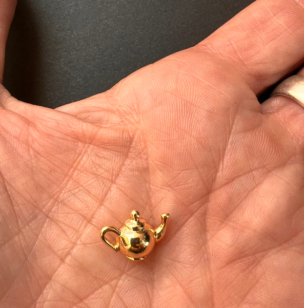 Tiny Gold Tea Pot 1.5cm Charm or for a Dolls House