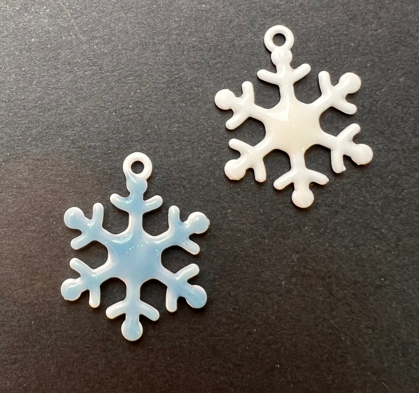 Shimmery Enamel Snowflake Charms.