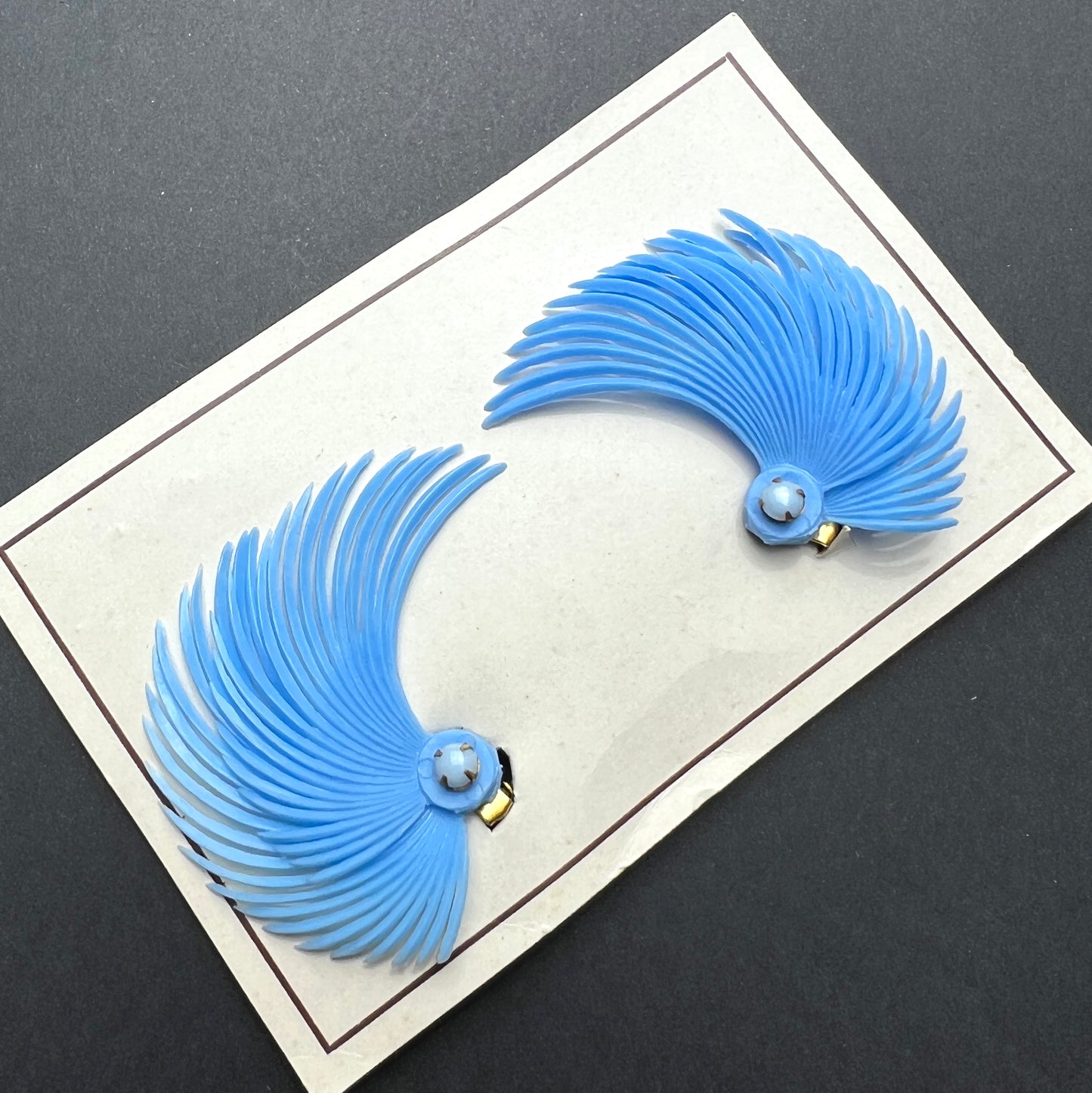 A Dynamic Blue Swoosh of an Earring...Vintage 1950s Clip-on Earrings