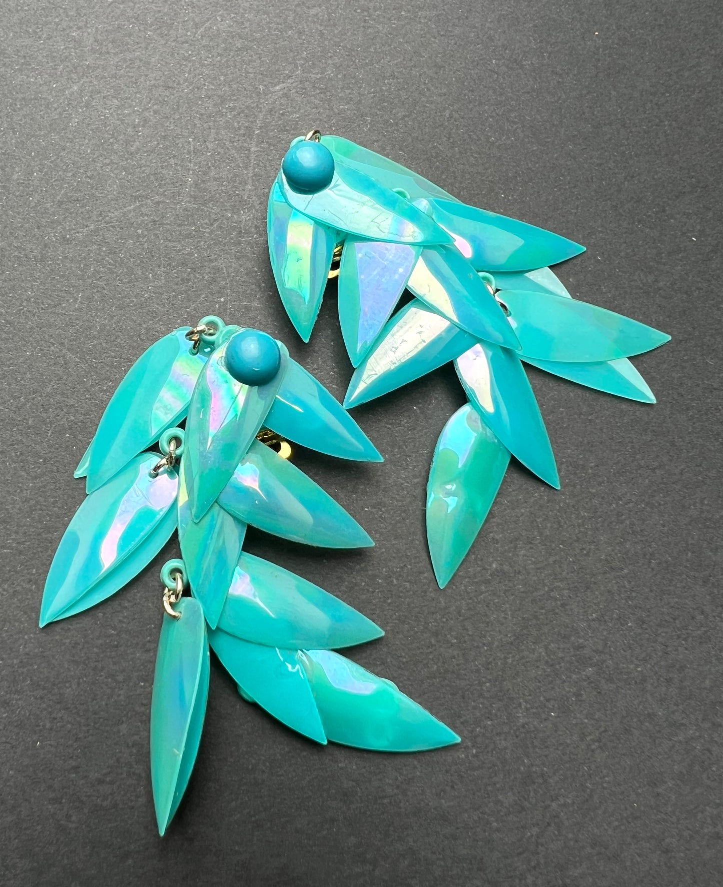 Shimmery Iridescent Vintage 6cm Clip On Earrings- Choice of Colours
