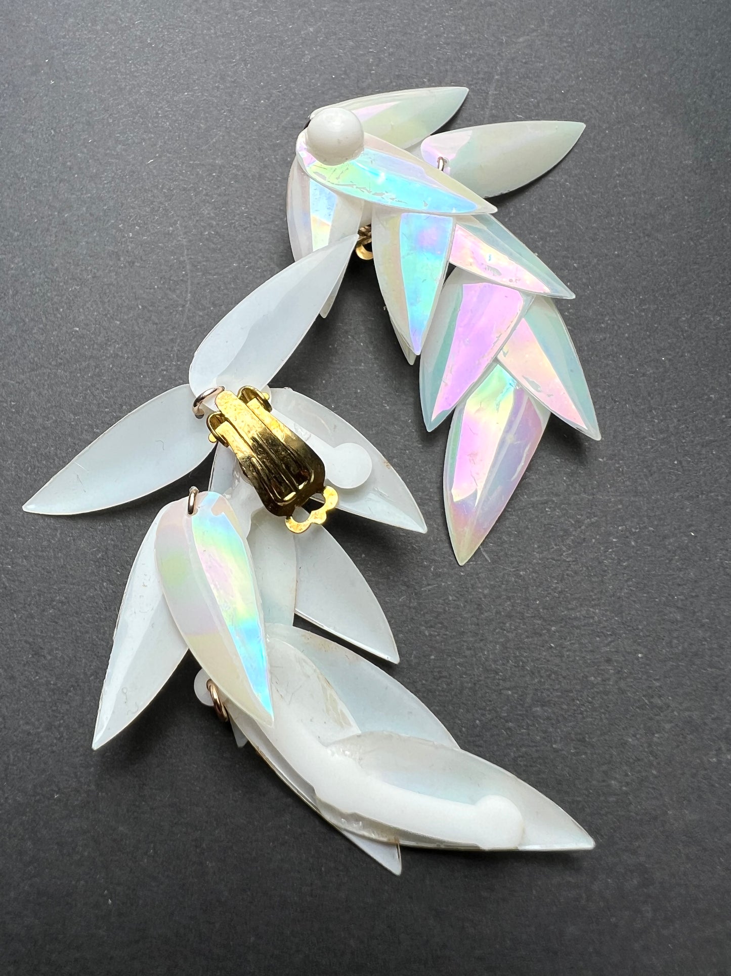 Shimmery Iridescent Vintage 6cm Clip On Earrings- Choice of Colours