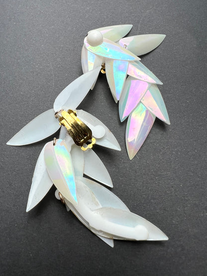 Shimmery Iridescent Vintage 6cm Clip On Earrings- Choice of Colours