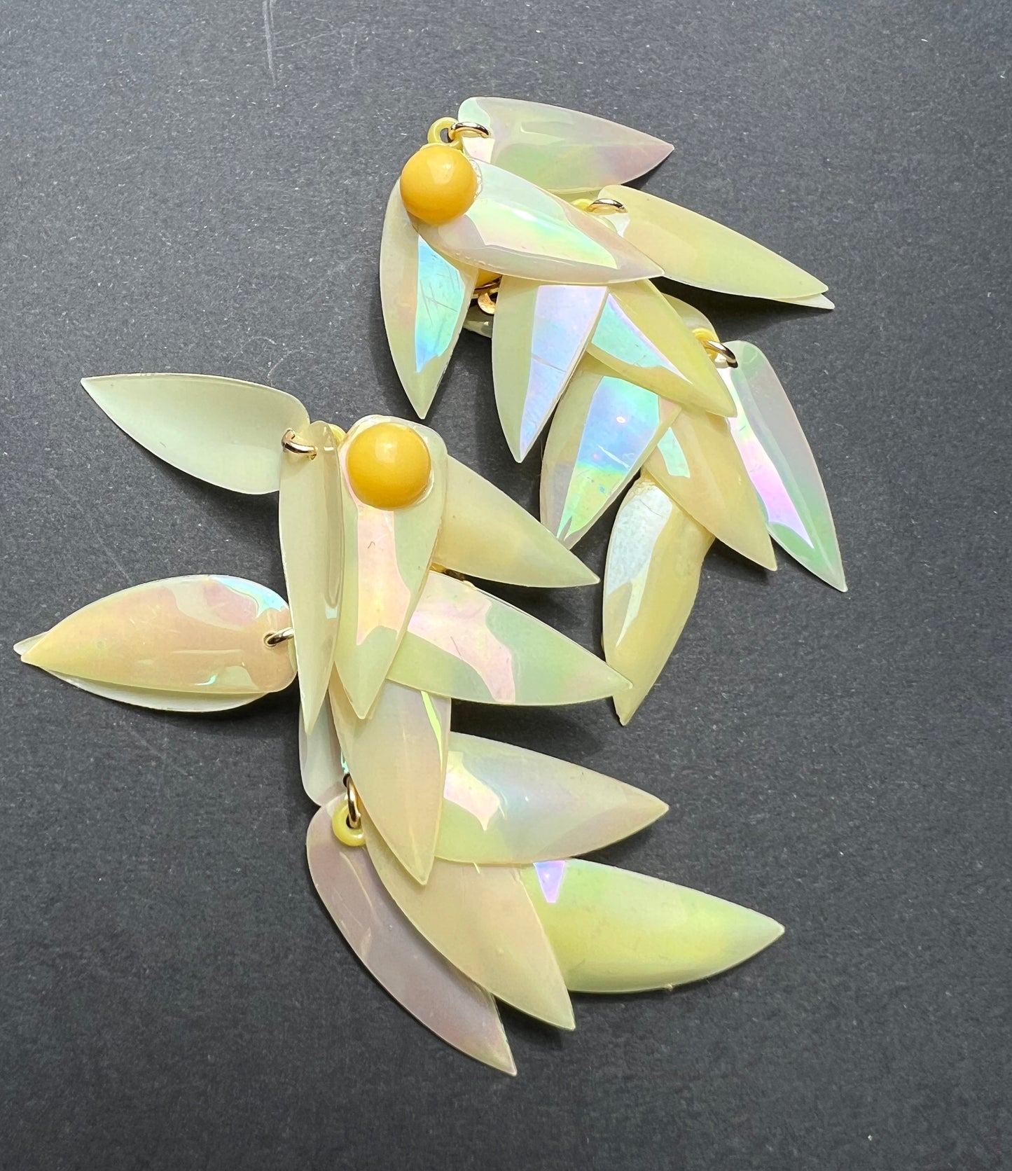 Shimmery Iridescent Vintage 6cm Clip On Earrings- Choice of Colours