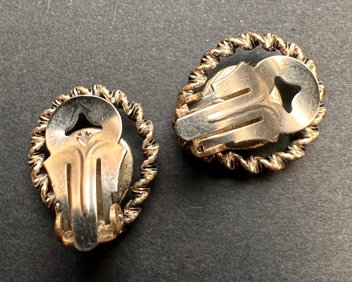 Delightful Iridescent Seashell Vintage Clip On Earrings