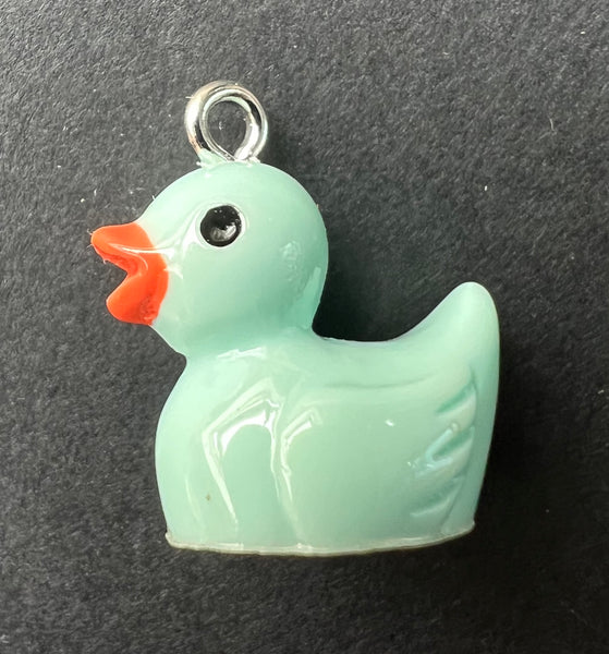 Bright Yellow or Pale Blue Plastic Duck Charm / Pendant