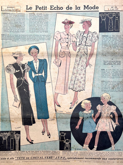 Pretty Cover on June 1937 French Le Petit Echo de la Mode