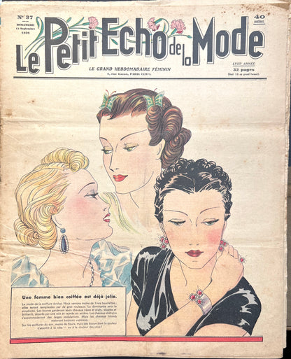Charming Cover on September 1936 French Le Petit Echo de la Mode