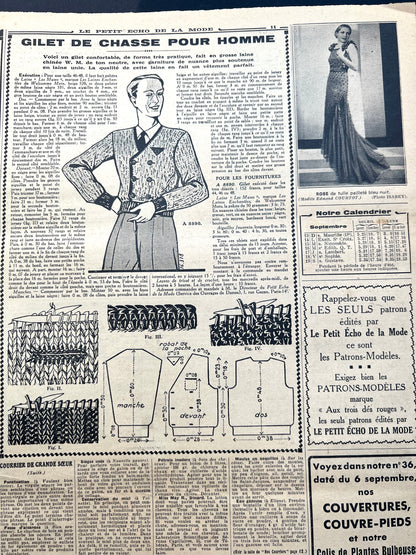 Charming Cover on September 1936 French Le Petit Echo de la Mode