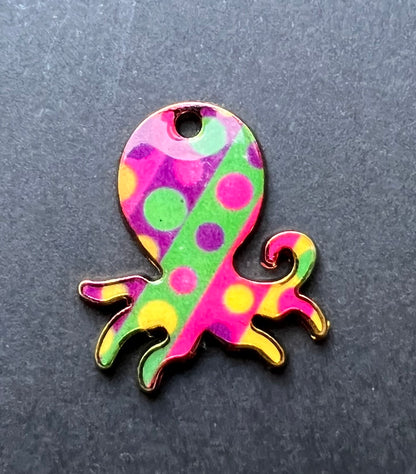 2cm Psychadelic Enamel Octopus Charm / Pendant