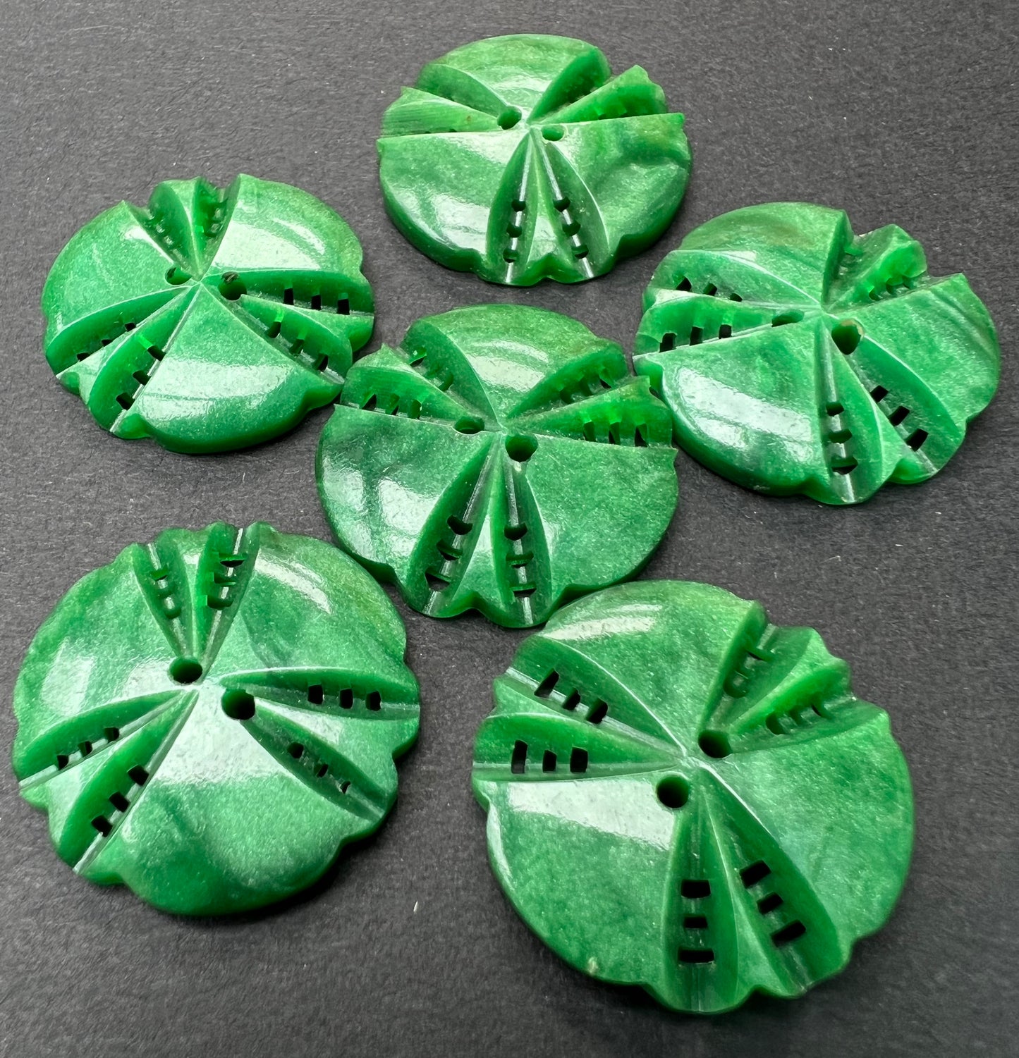 6 Jade Green Vintage French 2.2cm Buttons