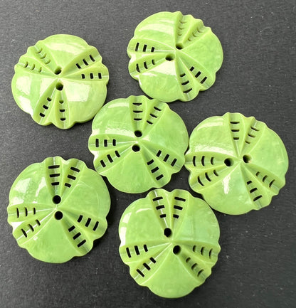 6 or 24 Grass Green Vintage French 2.2cm Buttons
