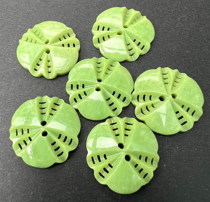 6 or 24 Grass Green Vintage French 2.2cm Buttons