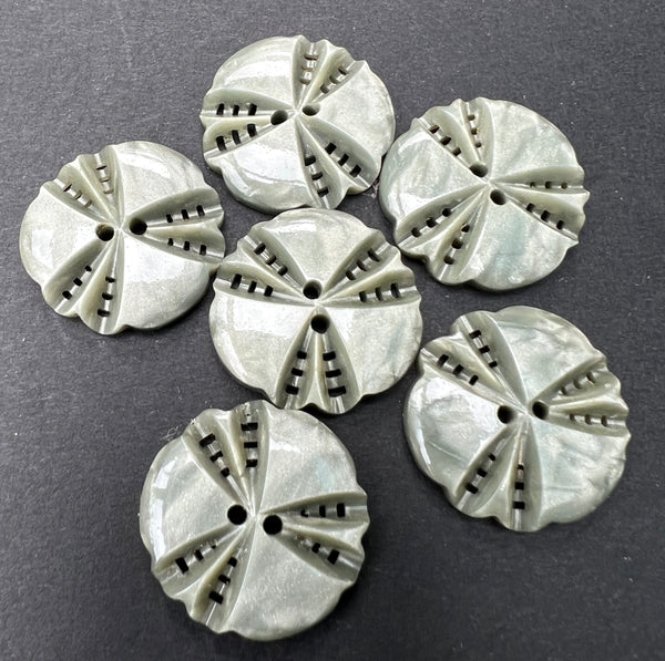 5 Soft Metallic Grey Vintage French 2.2cm  Buttons