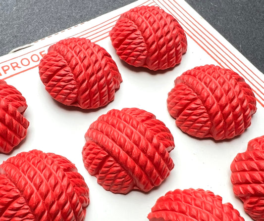 12 x 1940s Red Catalin Woven Thread 2.2cm, 1.7cm 0r 1.5cm  Buttons