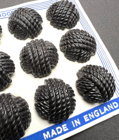 Black Bakelite 1940s Made in England Buttons -Choice of 1.5cm, 1.7cm or 2.2cm