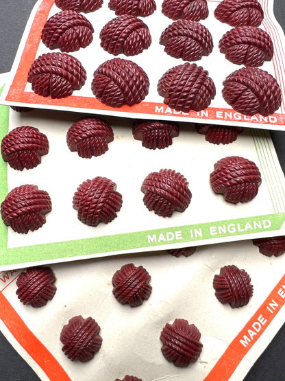 1940s Red Brown Bakelite Woven Thread Buttons -1.4cm, 1.7cm or 2.2cm