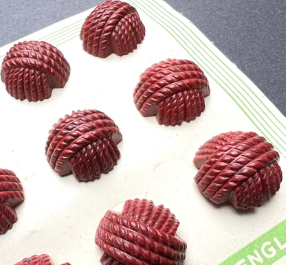 1940s Red Brown Bakelite Woven Thread Buttons -1.4cm, 1.7cm or 2.2cm
