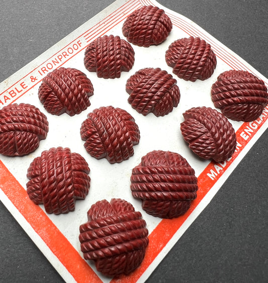 1940s Red Brown Bakelite Woven Thread Buttons -1.4cm, 1.7cm or 2.2cm