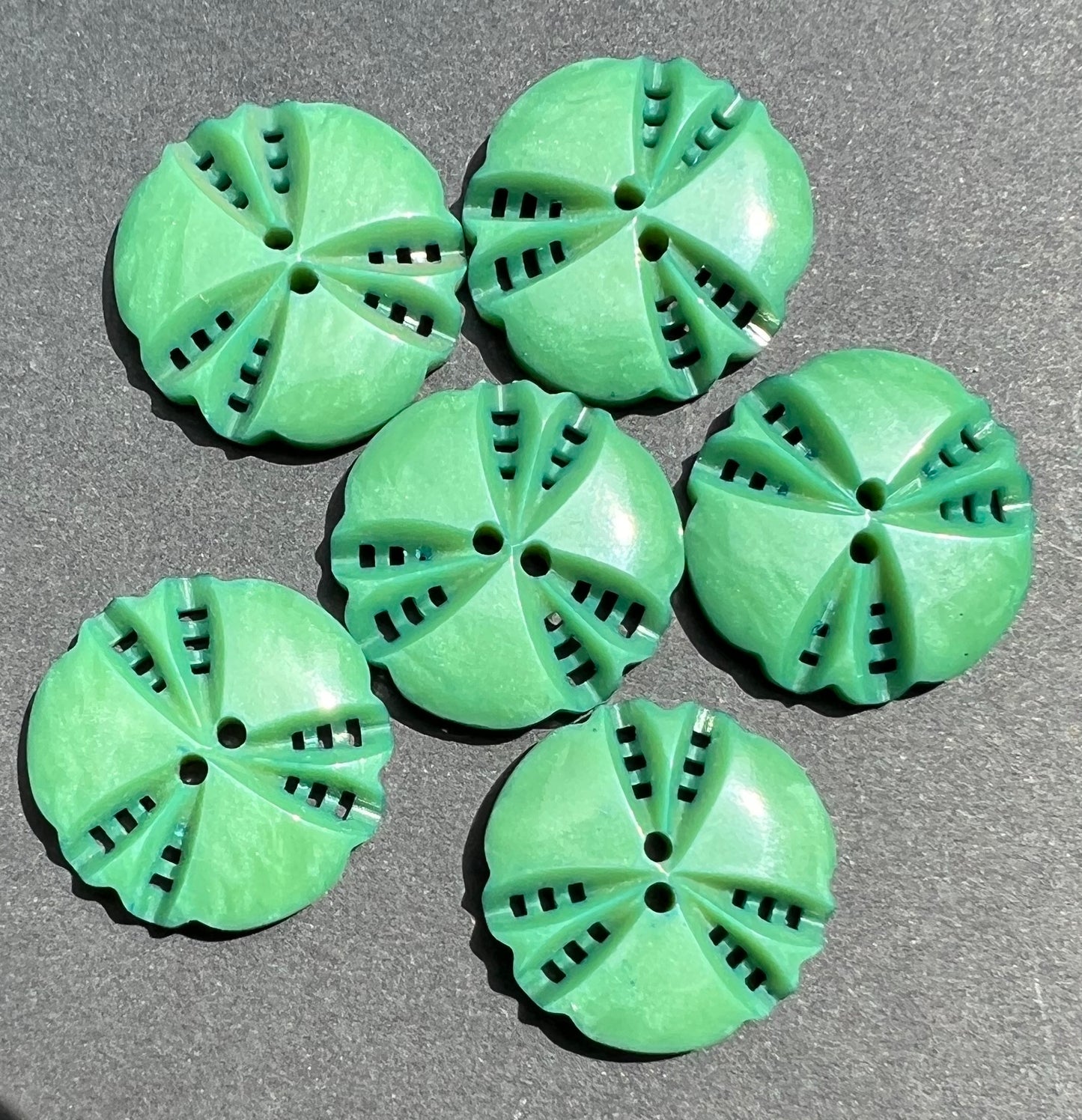 6 or 24 Gentle Green Vintage French 2.2cm Buttons