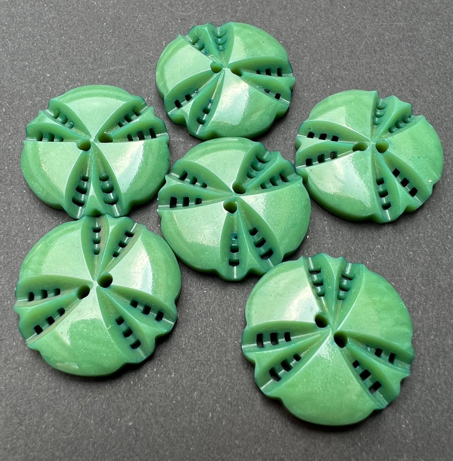 6 or 24 Gentle Green Vintage French 2.2cm Buttons