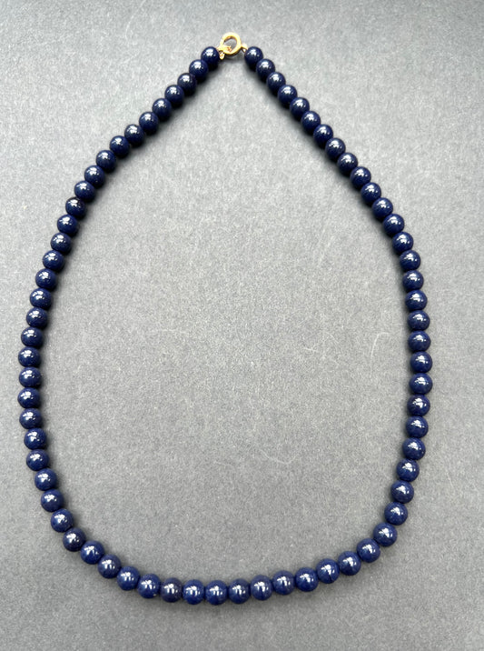 Sweet Oxford Blue Vintage  40cm long Necklace  with 4mm Glass Beads