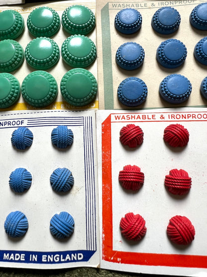 12 Sheets of Vintage Buttons - Glass, Mirrored, Lucite etc (C)