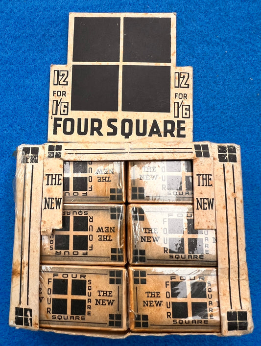 1930s Shop Display Box of 12 Packets of 12 FOUR SQUARE Razor Blades