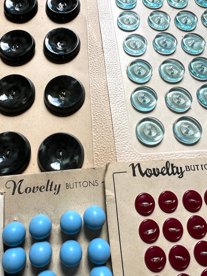 10 Sheets of Vintage Buttons - Glass, Lucite etc (D)