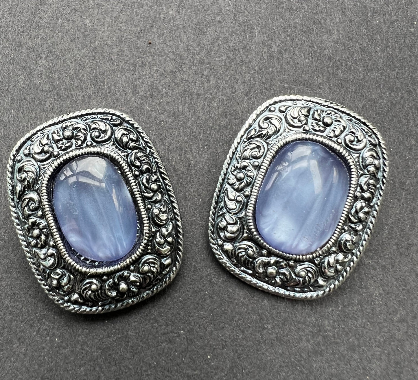 Mid Century "Real French Nylon" Clip On Earrings