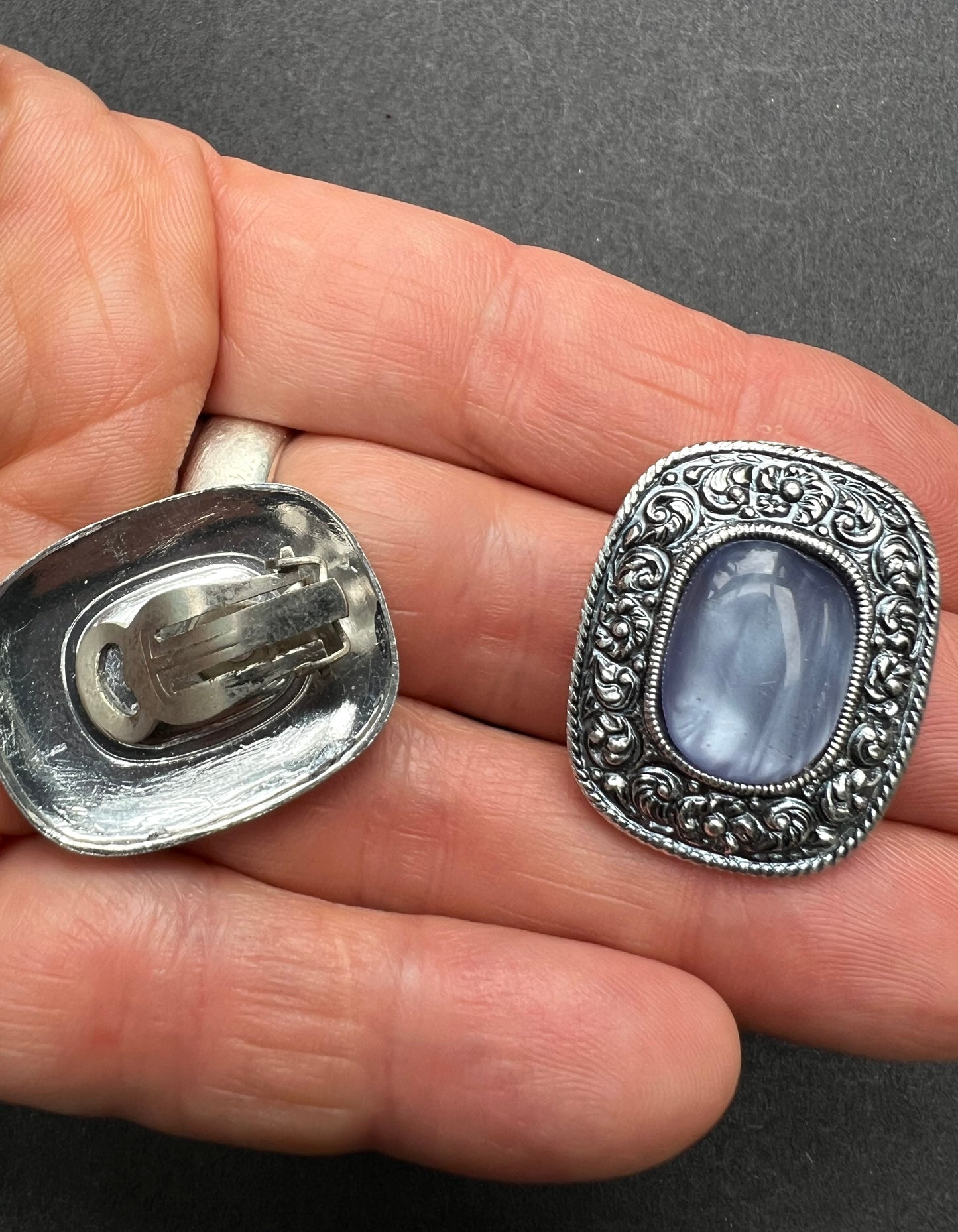 Mid Century "Real French Nylon" Clip On Earrings