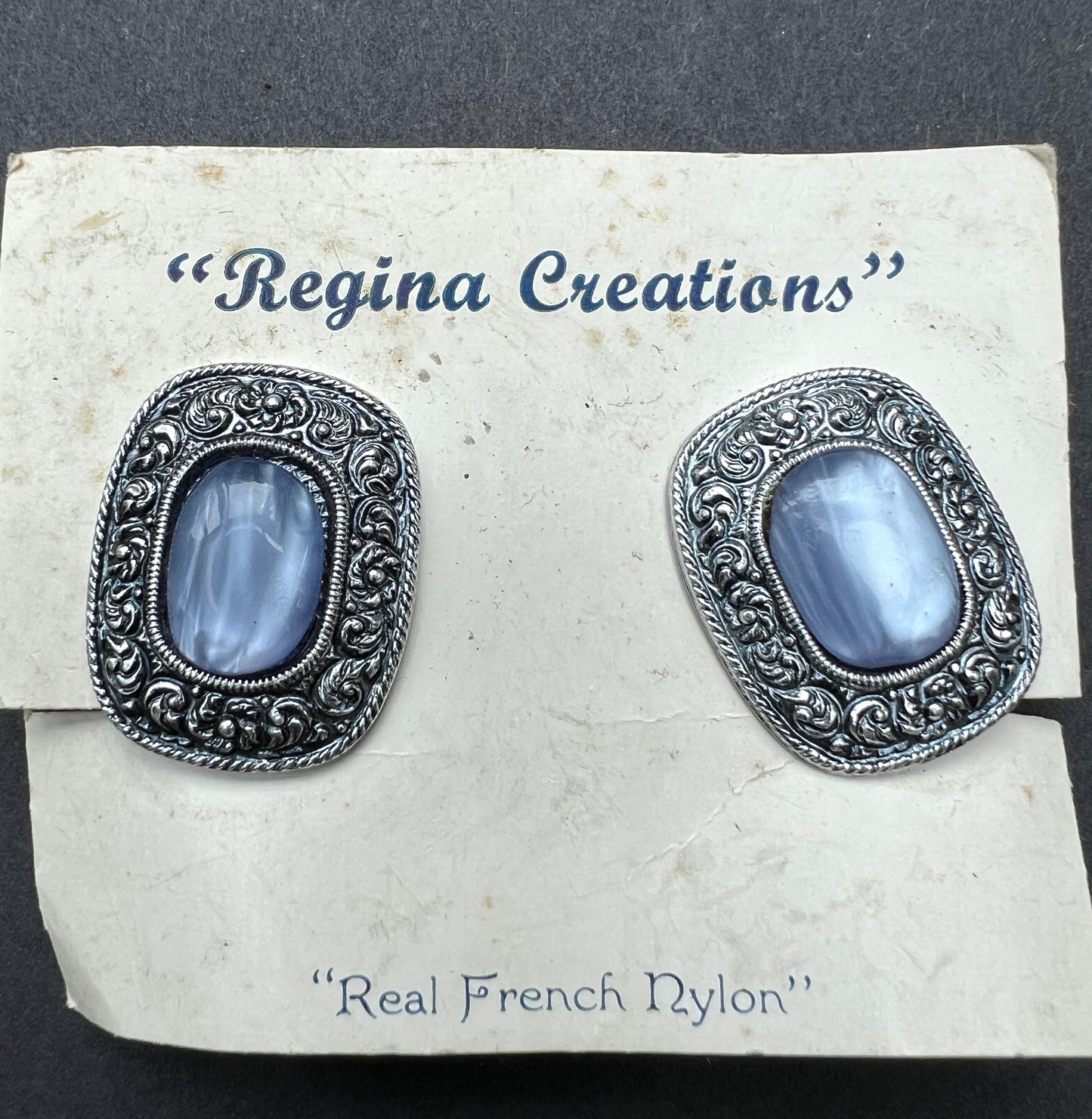 Mid Century "Real French Nylon" Clip On Earrings