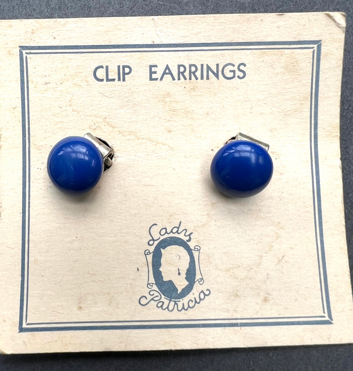 Simple Little 1930s Blue Glass Clip On Earrings