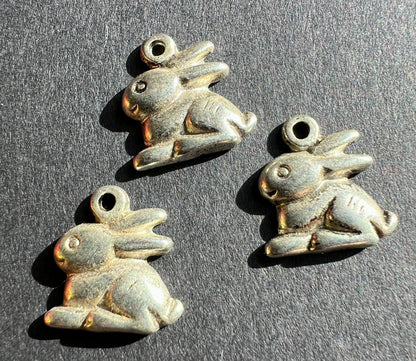 3 Silver Rabbit 1.3cm Charms