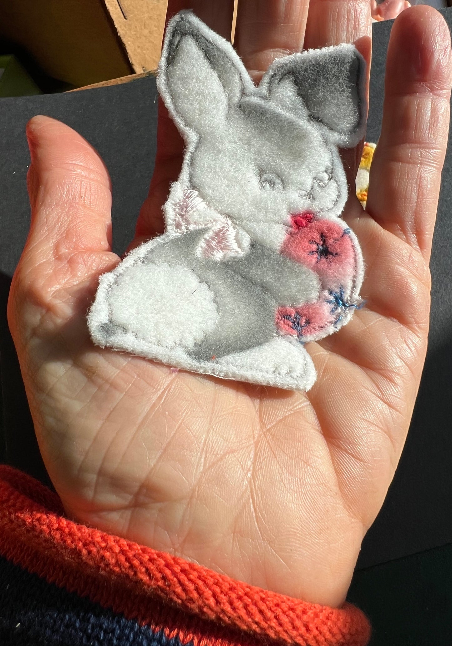 1950s Fluffy Easter Bunny 9cm / 3.5" Swiss Made Applique Old Warehouse Find