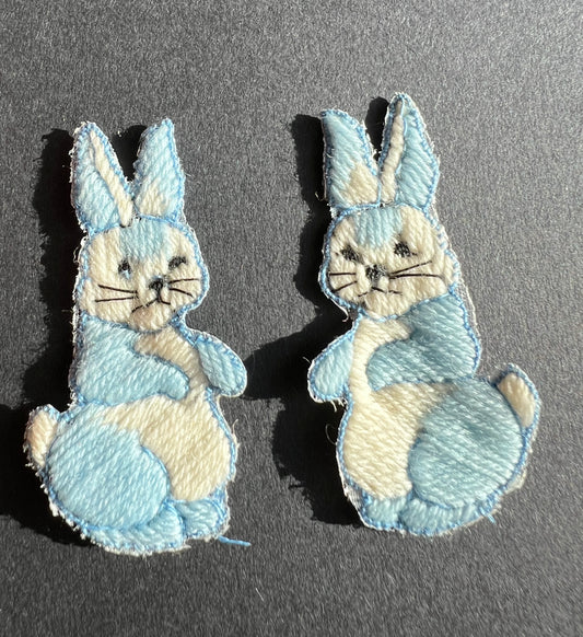 Rather Worried Vintage Blue Rabbit 5.5cm Applique/ Patch