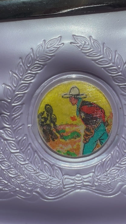 Lenticular Cowboy Gunfight on Big Vintage Purse