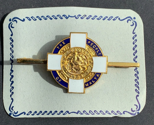 1942 THE PEOPLE OF MALTA "FOR GALLANTRY" GEORGE CROSS Enamel Pin Badge Brooch
