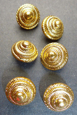 1 Gross- 144 Rather Splendid Vintage Gold Tone Cone Shaped Metal Buttons - 12mm wide