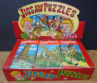 Vintage "Made in Japan" Shop Display Box of 144 little Jigsaws - 6 different Puzzles