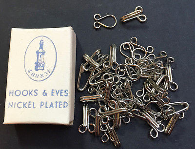 Box of 25 Vintage 1cm Hooks   Eyes Old Shop Stock