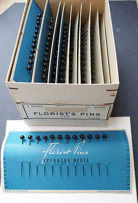 Vintage 12 Sheets of 12 Black Florist Pins 1.5   Made in Germany