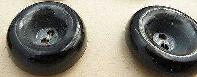 12 Vintage Big 2.7cm Black/Grey Doughnut Buttons