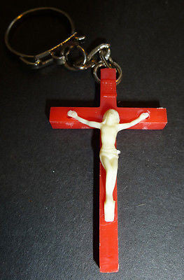 1960s Crucifix Keyring.... Choice of 6 Colours