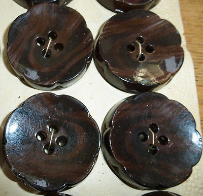 12 BIG 3.2cm Vintage Wood Effect Buttons