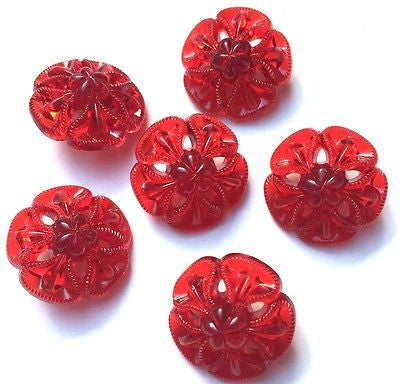 6 Unusual Ornate 2cm Vintage Buttons Choice of Colours
