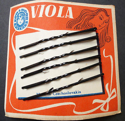1920s KOH-I-NOOR VIOLA 6cm Waved Hair Pins Made in Czechoslovakia