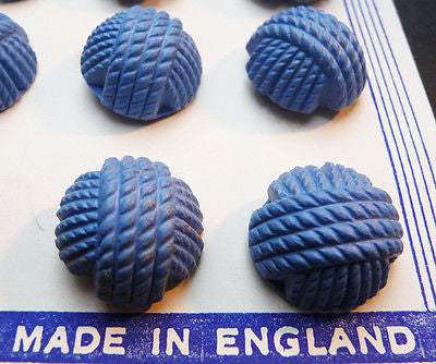 1940s Cornflower Blue Catalin Woven Thread 1.4, 1.7 or 2.2cm Buttons -12 on Card